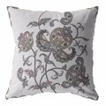 Palacedesigns 28 in. Wildflower Indoor & Outdoor Throw Pillow Gray & White PA3099041